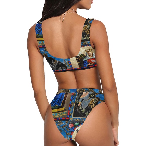 Sport Top & High-Waisted Bikini Swimsuit Set - Picture 2 of 4